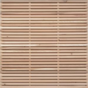Double Slatted Cedar Fence Panels | Red Cedar Fencing UK with 18x44mm horizontal slats – full privacy design