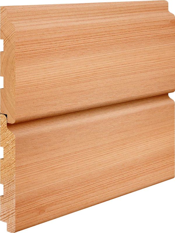 Shiplap Western Red Cedar cladding boards with smooth overlap profile in 145mm width